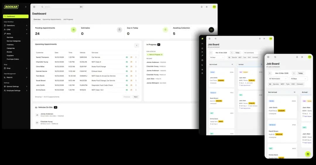 BOOKAR purpose-built garage management software